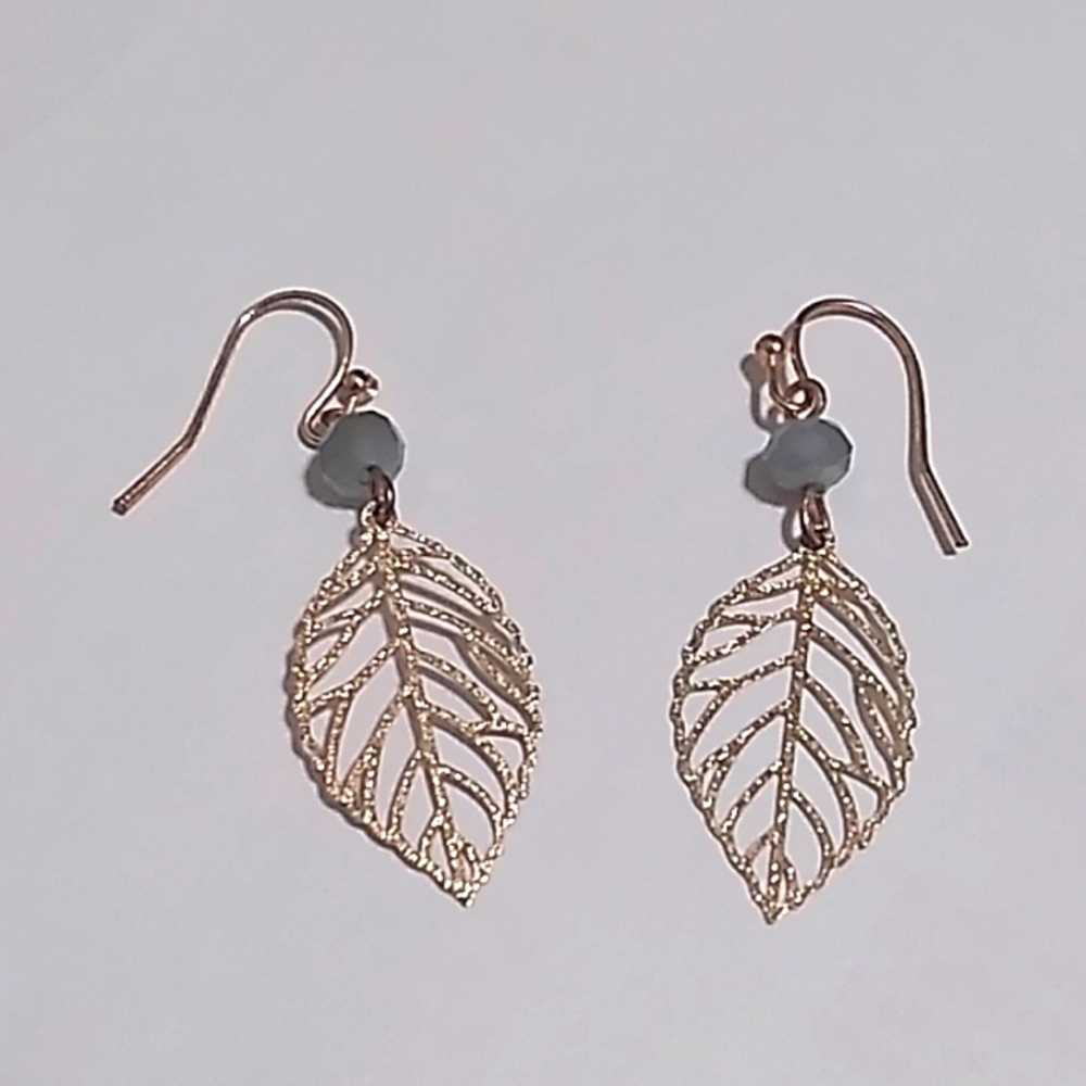 Rose gold colored leaf earrings